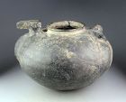 Large and rare Amlash grey ware zoomophic pottery vessel!