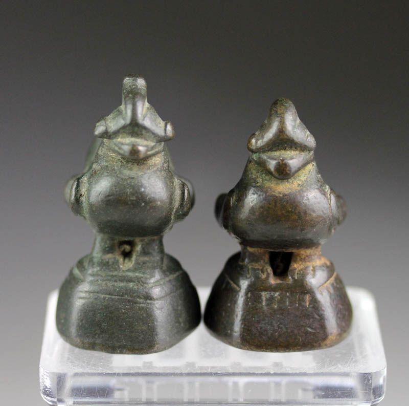 Fine pair of two bronze Opium weigts, Shan, ca. 18th. century!