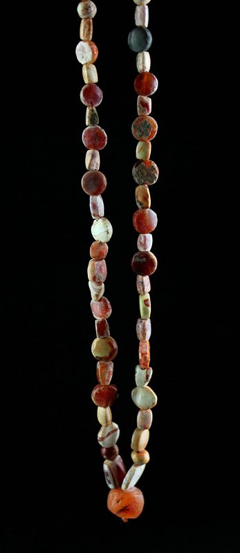 Calcified Carnelian stone necklace, Asian Near East ca. 2nd. mill. BC