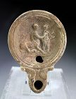 Roman pottery oil lamp: The Education of Achilles by Chiron!