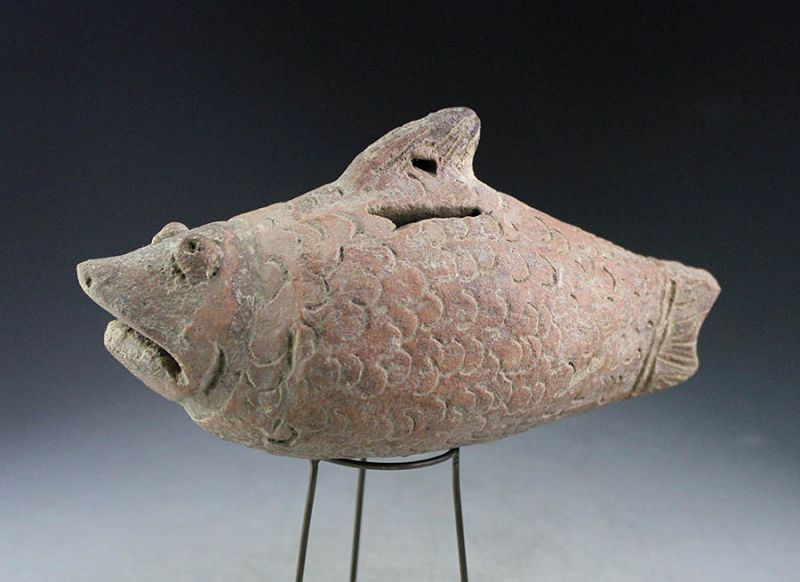 Rare Indonesian, Majapahit pottery bank in a fish form, ca. 14th. cent