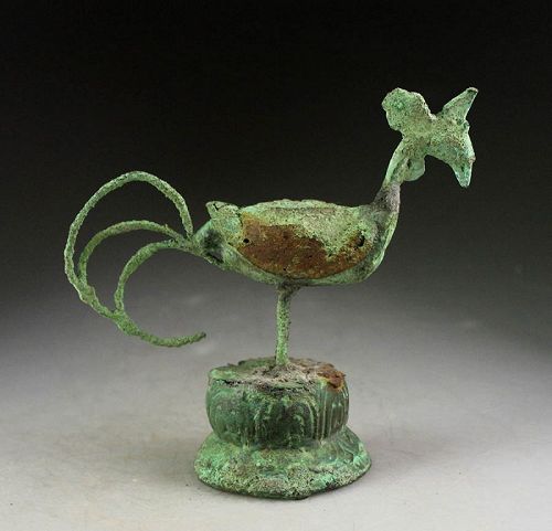 Bronze figure of a Peacock or Cock, Central Java, 9th. century!