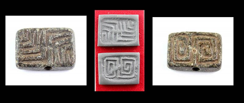 Rare large Double side stamp seal w Labyrint, 4th. millenium BC