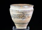 Decorated Indus Valley pottery Beaker w Zoomorphic motif 3rd mill  BC