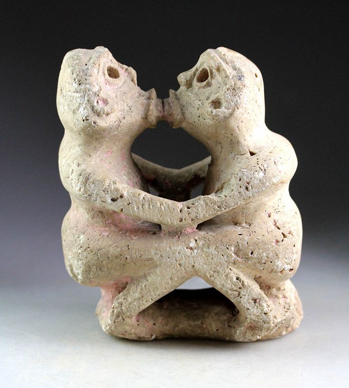 Extremely rare Pre-Columbian Taino Erotic white stone sculpture!