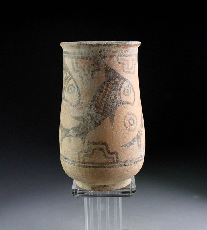 Fine larger Indus Valley pottery vase with fish,  mid 3rd. mill BC