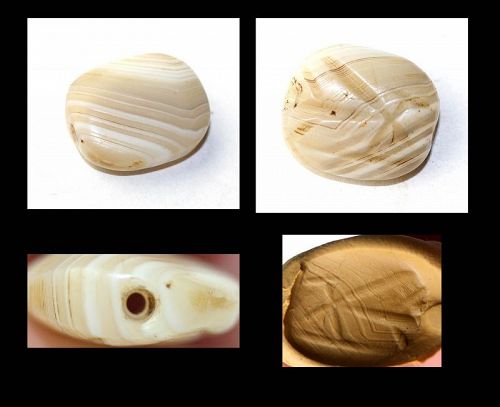 Exceptional Neo-Babylonian banded Agate stamp seal, 8th.-6th.cent.BC