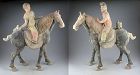 Museum quality pair of Chinese Tang Dynasty pottery Horses and riders!