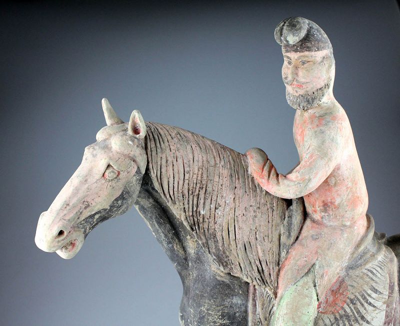 Museum quality pair of Chinese Tang Dynasty pottery Horses and riders!