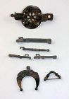 Coll. of Roman bronze keys, lunar pendant and clasp, 1st.-3rd. cent