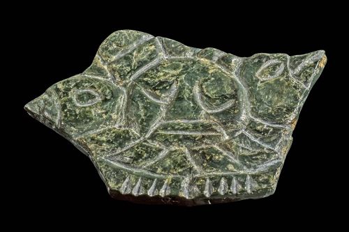 Pre-Colombian Maya, Jadeite figurative stone ornament, ca. 300 AD