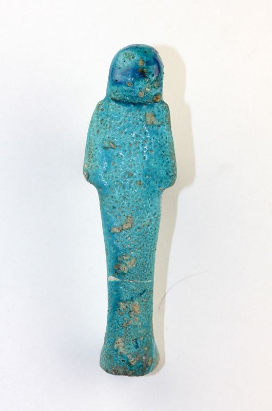 Egyptian Turquoise Glazed Shabti 19th-20th Dynasty, 1295-1077 BC