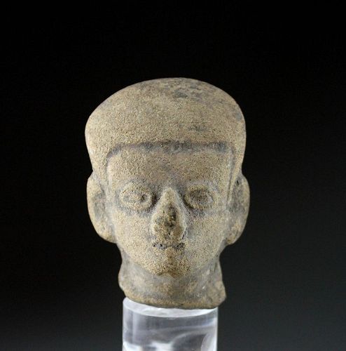 Pre-Columbian La-Tolita pottery head of dignitary w deformed skull