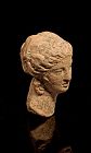 Greek pottery head of female deity, hellenistic period, 3rd. cent BC