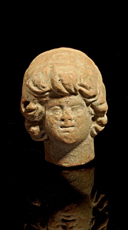 Nice rare Roman pottery head of female Deity, 1st.-3rd. century AD