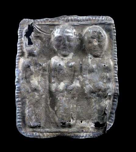 Interesting Roman Silver plaque w the three graces (?), 1st. mill. AD
