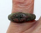 An attractive Early Byzantine bronze ring with monogram cross!