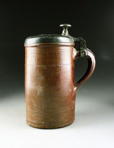 Rare Superb German, Raeren, lidded Stoneware tankard, early 1800s
