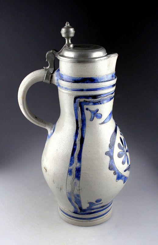 Antique 1800s TALL SIGNED German Stoneware Steinhager 2024 Jug.