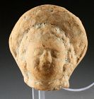 Nice greco-roman pottery head of deity, 2nd. cent. BC-1st. cent. AD