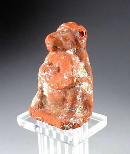 Rare Egyptian pottery figure of Thot as Baboon, 5th.-1st. century BC.