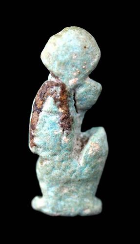 Choice Egyptian Faiance Amulet of the seated Horus, late period