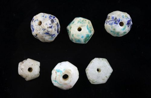 Lot of 6 superb large faceted Quartz beads, Greek-Bactrian Kingdom