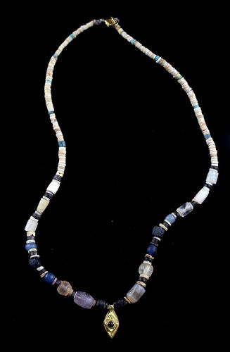 Fine costum ancient Necklace w Roman gold hanger & ancient beads!