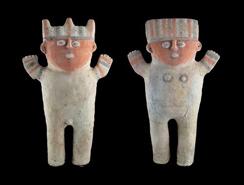 Matching Pair of massive Chancay Pottery Standing stargazer Figures!