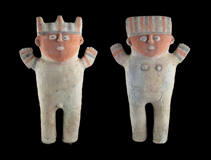 Matching Pair of massive Chancay Pottery Standing stargazer Figures!