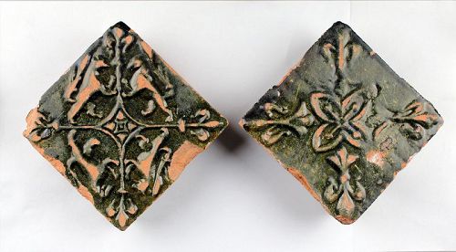 Lovely set of Early European Medieval tiles, 12th.-14th.cent. AD