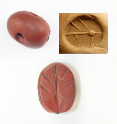 Scarce levantine red stone stamp scaraboid seal, 1st.. mill. BC