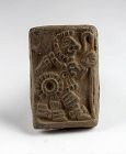 Rare & superb Aztec pottery stamp seal w warrior, 1300-1500 AD!