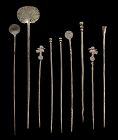 Collection Of Pre-Columbian silver dress pins, Inca, 12th.-15th. cent.