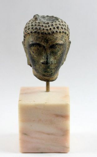 Nice early style bronze head of Buddha, Thailand, 14th.-15th. cent.