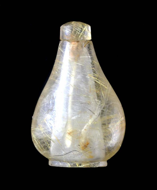 A very rare Chinese golden hair Quatz crystal snuff bottle, 1820-50!