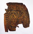 Amazing Byzantine textile of three Holy men inside temple, 6th.-8th. c