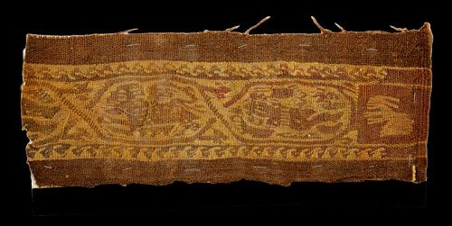Late Roman Textile Tunic fragment of a Clavus w Mermaid, 3rd.-5th. c.
