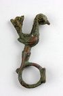 Fine Islamic bronze figure of a rooster on a seal-ring, 10th.-12th. c