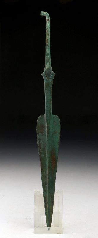 An attractive large tanged Bronze Lance, ancient near east c.1500 B.C.
