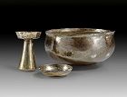 High quality set of Pre-Columbian Inca silver vessels, 13th.-15th.c