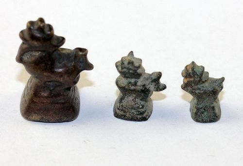 Lot of three Burmese Chinte (beast) currency opium weights - rare!
