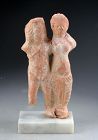 Rare pottery group of satyr and maenad, Roman Empire, ca. 1st. cent.