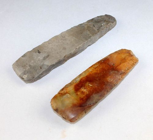 Lot of two superbly polished Late Danish Neolithic silex axes!