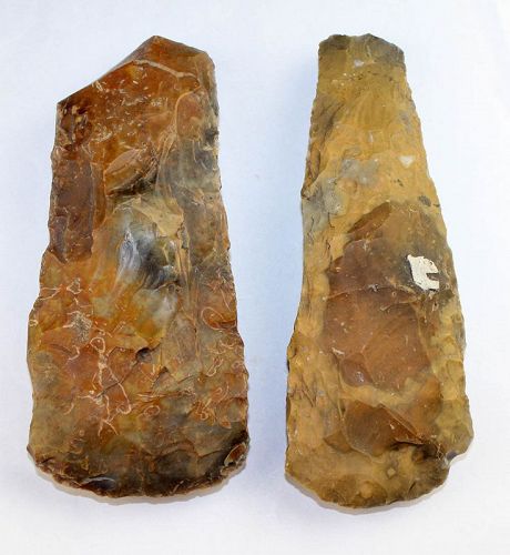 Nice pair of two well-patinated Danish Neolithic axes, 4th. mill. BC