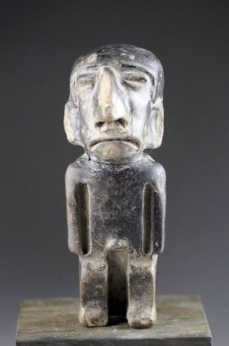 Appealing & scarce Mixtec black pottery figure of standing deity!