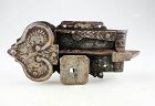 Lovely European 17th. century Early iron lock with heart decoration