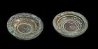 Pair of heavy Roman bronze dishes w decorations, 1st.-3rd. cent. AD