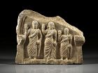 Important Roman Marble relief w standing family, Late 2nd-3rd. cent.