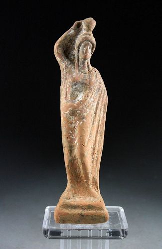 Attractive standing Female terracotta Figurine Greece, 3rd cent. B.C.